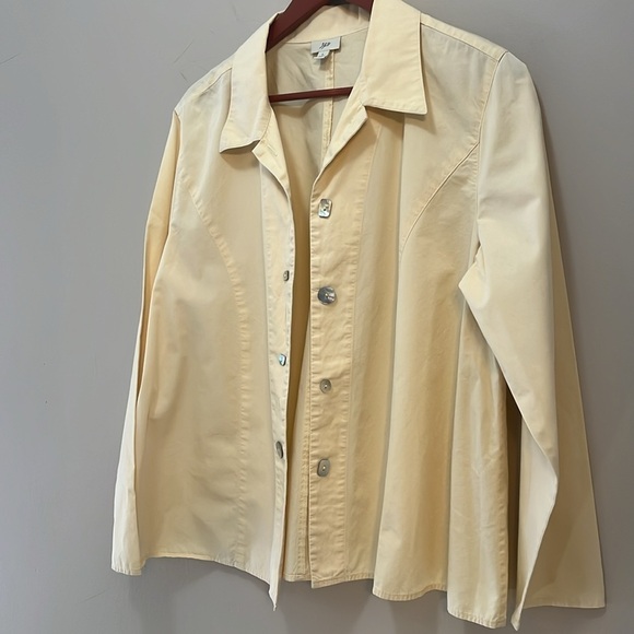 J JILL Yellow Unlined Jacket Long Sleeve Classic Collared Button Down Shirt szL - Picture 1 of 10